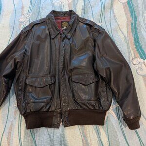 Vintage Avierx A2 leather flight jacket, brown, size 46 (roughly XL)
